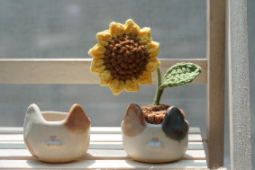 貓咪豆盆+編織花